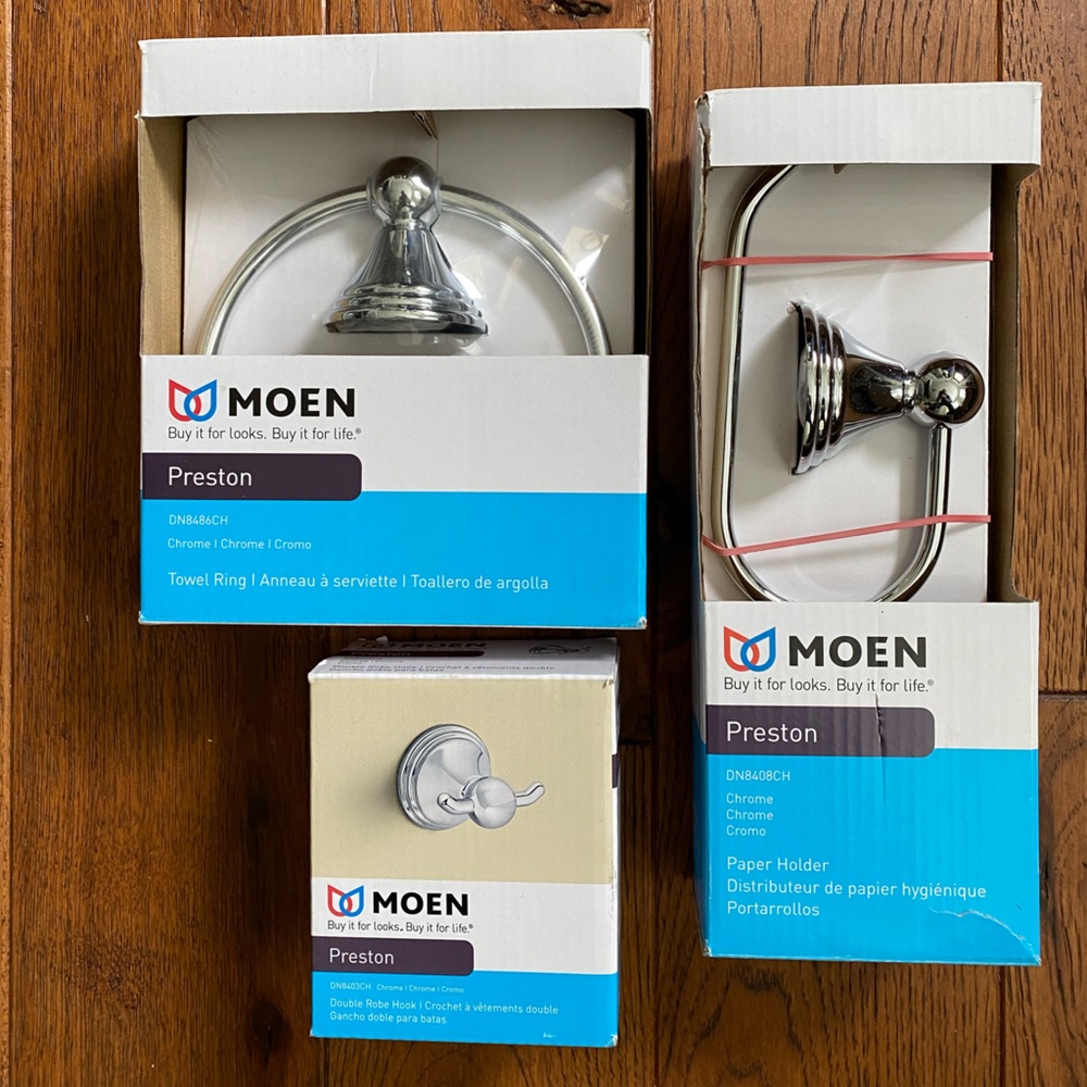 Moen Preston matched bathroom set, chrome